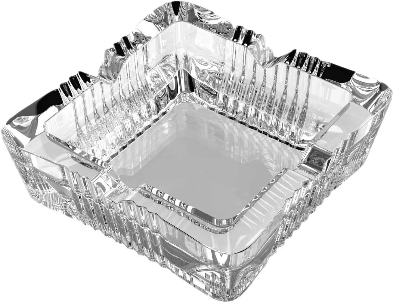 Square Crystal Ashtray, Classic Design, Large Home Ashtray for Cigarettes & Outdoor (4.1 inch)