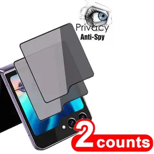 2-Pack Privacy Tempered Glass Screen Protector for Samsung Z Flip7, Anti-Peeping Glass Film for Galaxy Z Flip7/6/5, Durable Protection