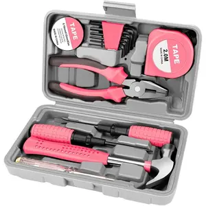 13 Piece Pink Tool Set, Mini Tool Box for. Home Tool Kit with Toolbox for All Purpose Office,, Apartment and College Dorm