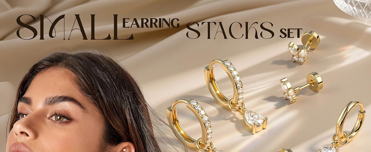 LOLIAS Flat Back Earrings for Women-Hypoallergenic 316L Surgical Steel Earrings Stacks Set-14K Gold Plated Small Stud & Hoop Earrings Cartilage Tragus Helix Piercing Jewellery LOLIAS Flat Back Earrings for Women-Hypoallergenic 316L Surgical Steel Earrings Stacks Set-14K Gold Plated Small Stud & Hoop Earrings Cartilage Tragus Helix Piercing Jewellery