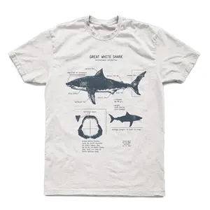 Great White Shark Anatomy T-Shirt – Hand-Drawn Biology Diagram – Screen Printed on Soft Ringspun Cotton