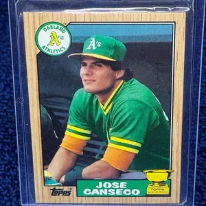 Topps Jose Canseco Rookie Oakland Athletics Baseball Card 1987 Series 1 Collectible Trading Card Official MLB Memorabilia