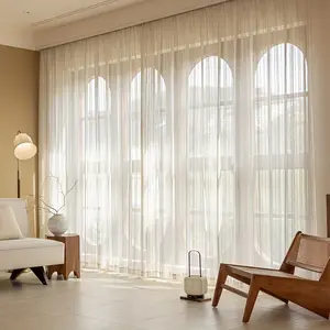 French Dreamy Sheer Curtain, Light-Transmitting Not Person-Visible, Grommet Top,High-End Luxury Bedroom Living Room Drapes, Window Shade, Room Decor Curtain
