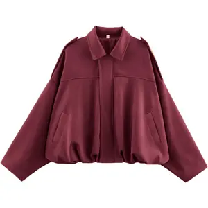 Faux Suede Bomber Jacket Casual Lapel Pilot Cropped Coat Oversized Motorcycle Jackets 2025 Outerwear