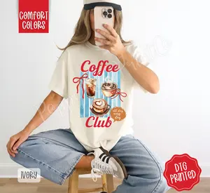 Coffee Club Comfort Colors, Trendy Women's Tshirt