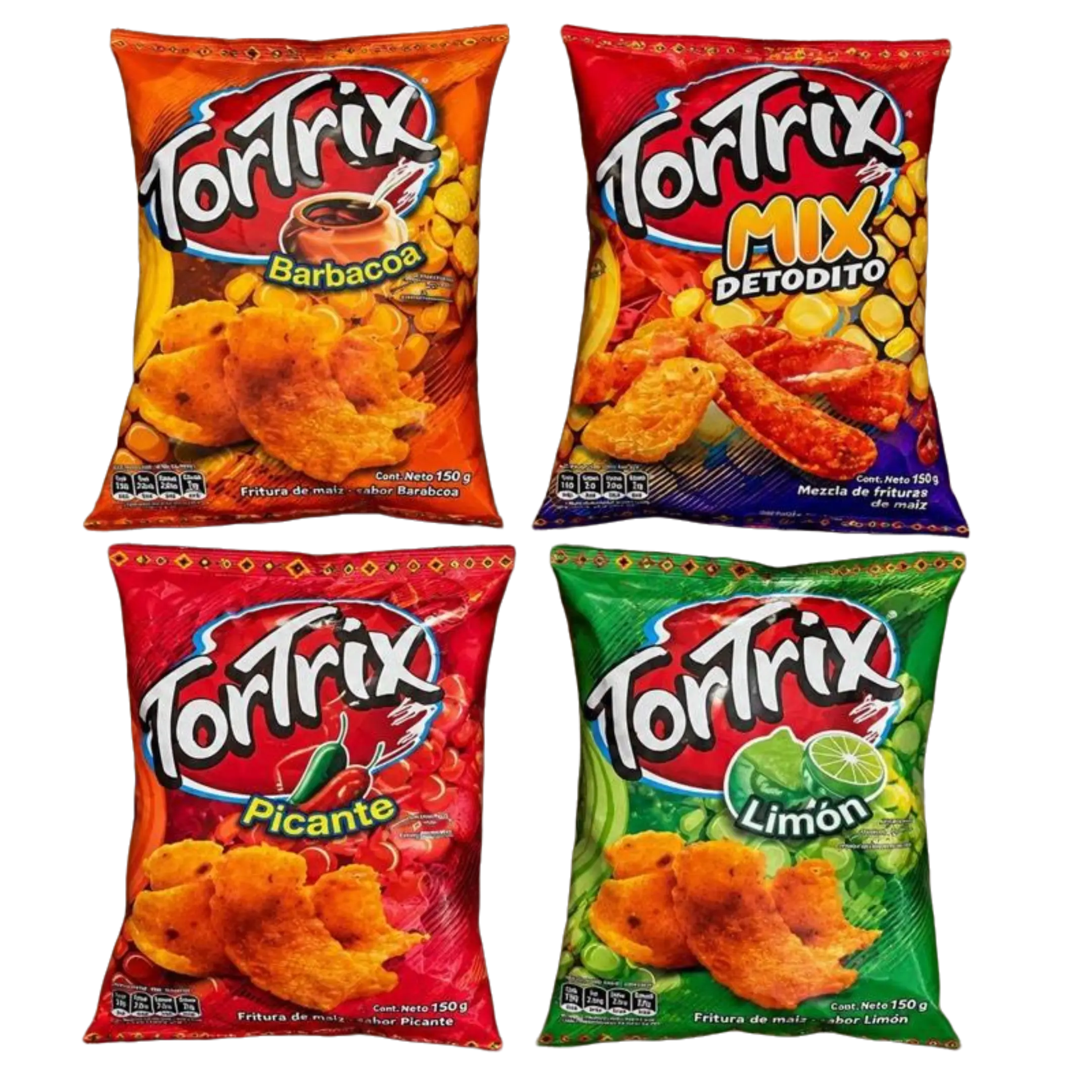 Tortrix Originales Flavored Puffed Snack - Barbacoa, Spicy, Lemon Flavor Mix