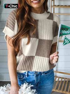 women's plaid pattern round neck sweater, casual fitted slim-fitting jumper for daily wear, ladies knitwear for all seasons, sweaters for women, going out tops, womenswear, sweatshirts