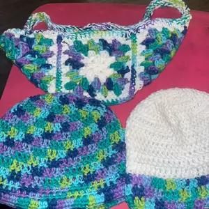Multi colorful hat, and beanie set