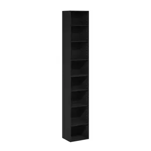 8-Tier Open Shelf Bookcase with Adjustable Shelves, 9.3x11.8x70.9 in Composite Wood, for Living Room, Home Office, Blackwood Indoor Furniture