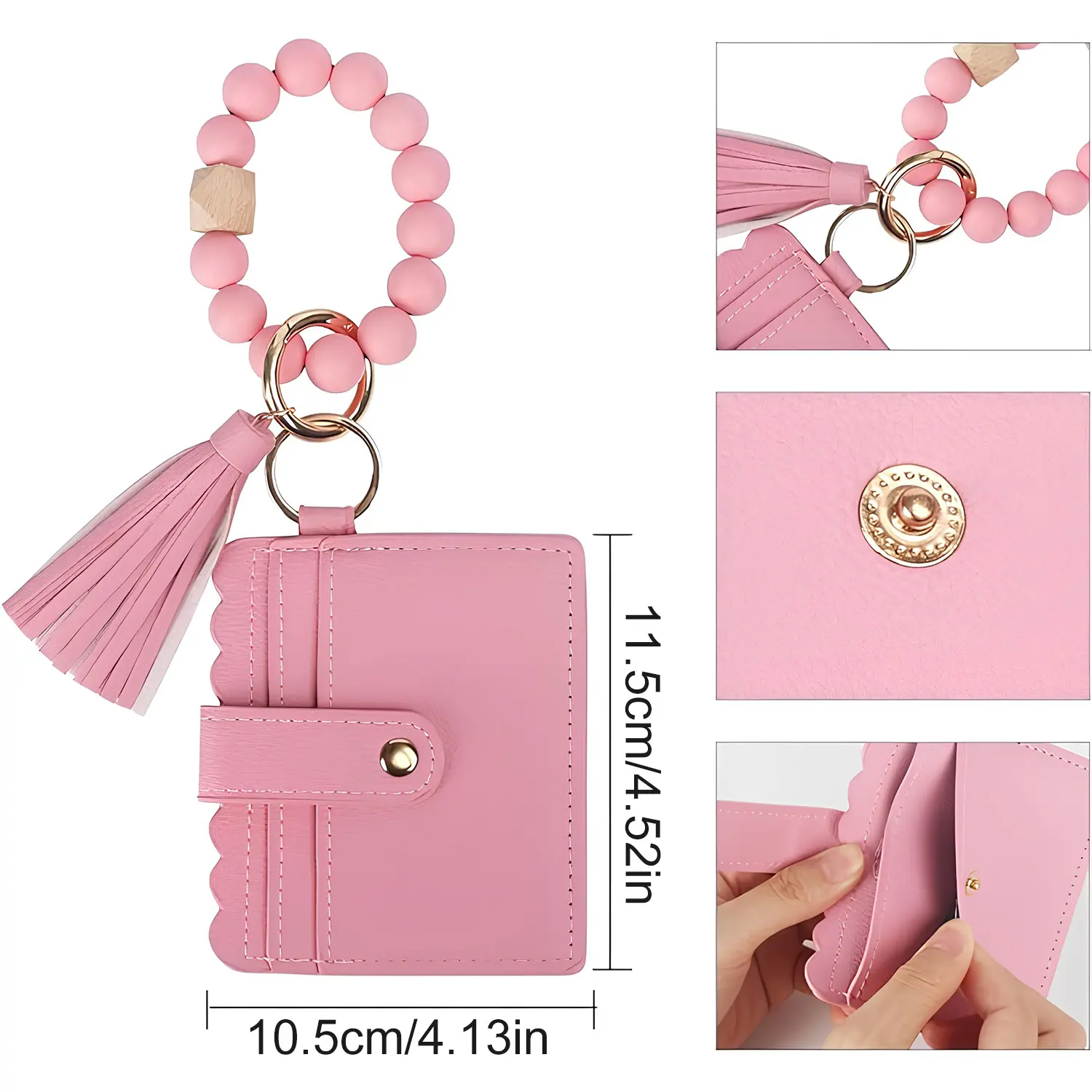 Women's Sunflower Microfiber Leather Trifold Wristlet Wallet Purse - RFID Blocking Card Holder with Beaded Keyring, Tassel Charm, Walletchain, Stylish Trifold Zipper Wallet Design, Mother's Day Gift for Her