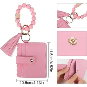 Sunflower Wristlet Wallet for Women with Keychain RFID Card Holder Small Wallet Wristlet with Key Ring and Tassel Charm Rfid Blocking Bifold Walletchain