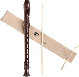 Soprano Recorder Instrument for Beginners Student -  Fingering 8 Hole Flute ABS Descant Recorders 3 count Removable with Cleaning Rod and Storage Bag, Brown