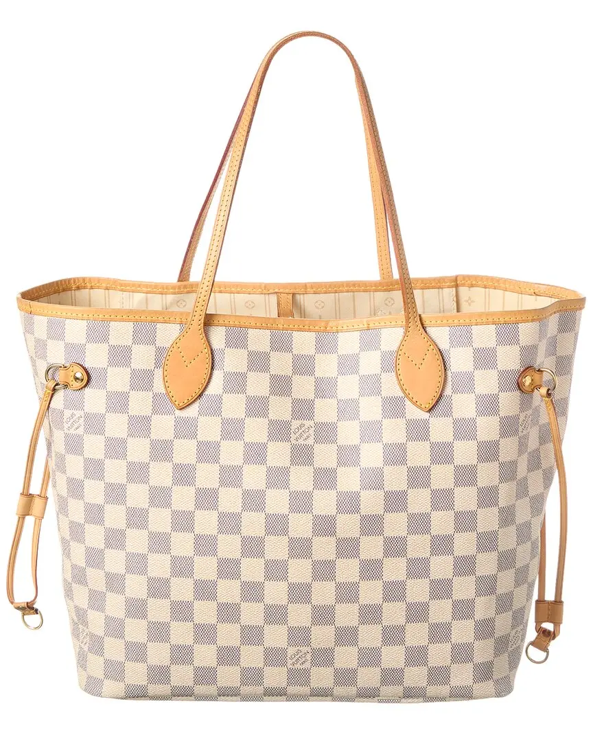 Louis Vuitton White Damier Azur Canvas Neverfull MM (Authentic Pre-Loved)