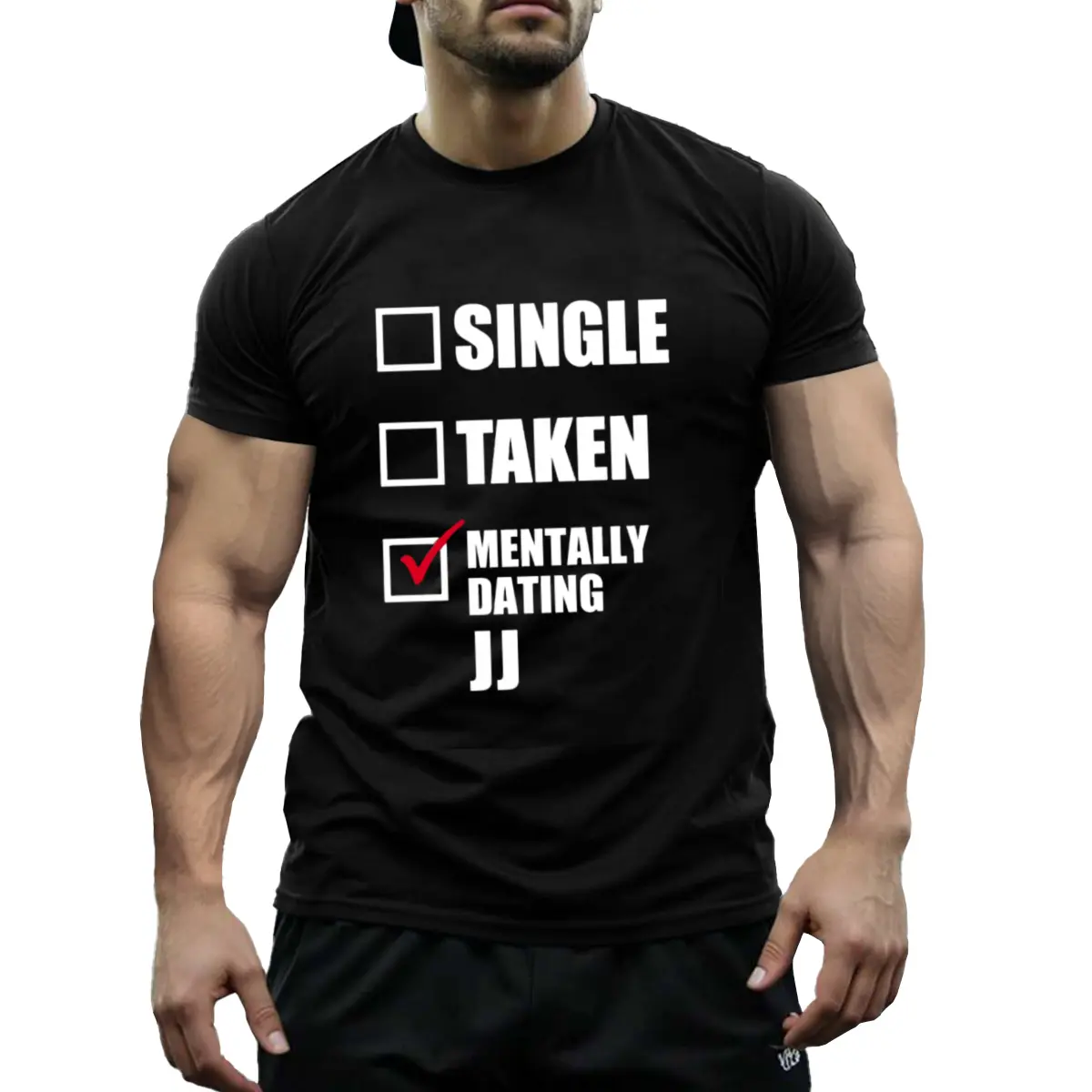 Mentally Dating Jj Rudy Pankow Outer Banks Men's & Women's Cotton Classic T-Shirt - Black Casual Graphic Tee with "Single, " "Taken, " & "Dating" Design, Short Sleeve, Round Neck, Machine Washable