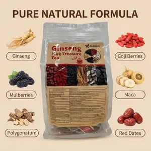 Premium Ginseng Five Treasure Tea - Kidney-Boosting Herbal Blend with Red Dates, Goji Berries & Mulberry for Men's Energy & Vitality everyday