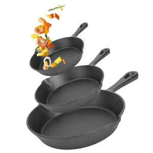 3-Piece Pre-Seasoned Cast Iron Skillet Set – 6in, 8in, 10in Frying Pans