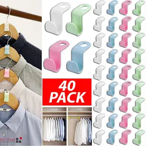 40PCS Durable PP Plastic Hanger Hooks for Clothes Closet Space Saver Organiser Heavy-Duty Stable Linkable Hangers for Dorms RVs Apartments - Hanging connector