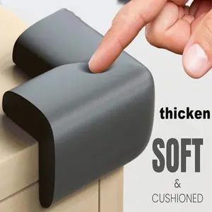 4 Piece Soft Safety Corner Protectors, Furniture Table Wall Edge Guards, Anti-Collision Shock Absorption, Easy Install Durable Safe Solution