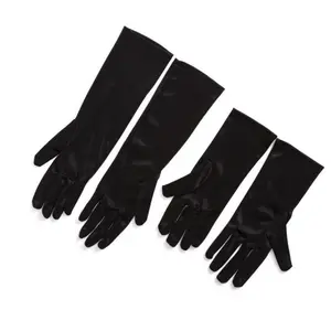 Holly — The Mini Long Black Satin Gloves