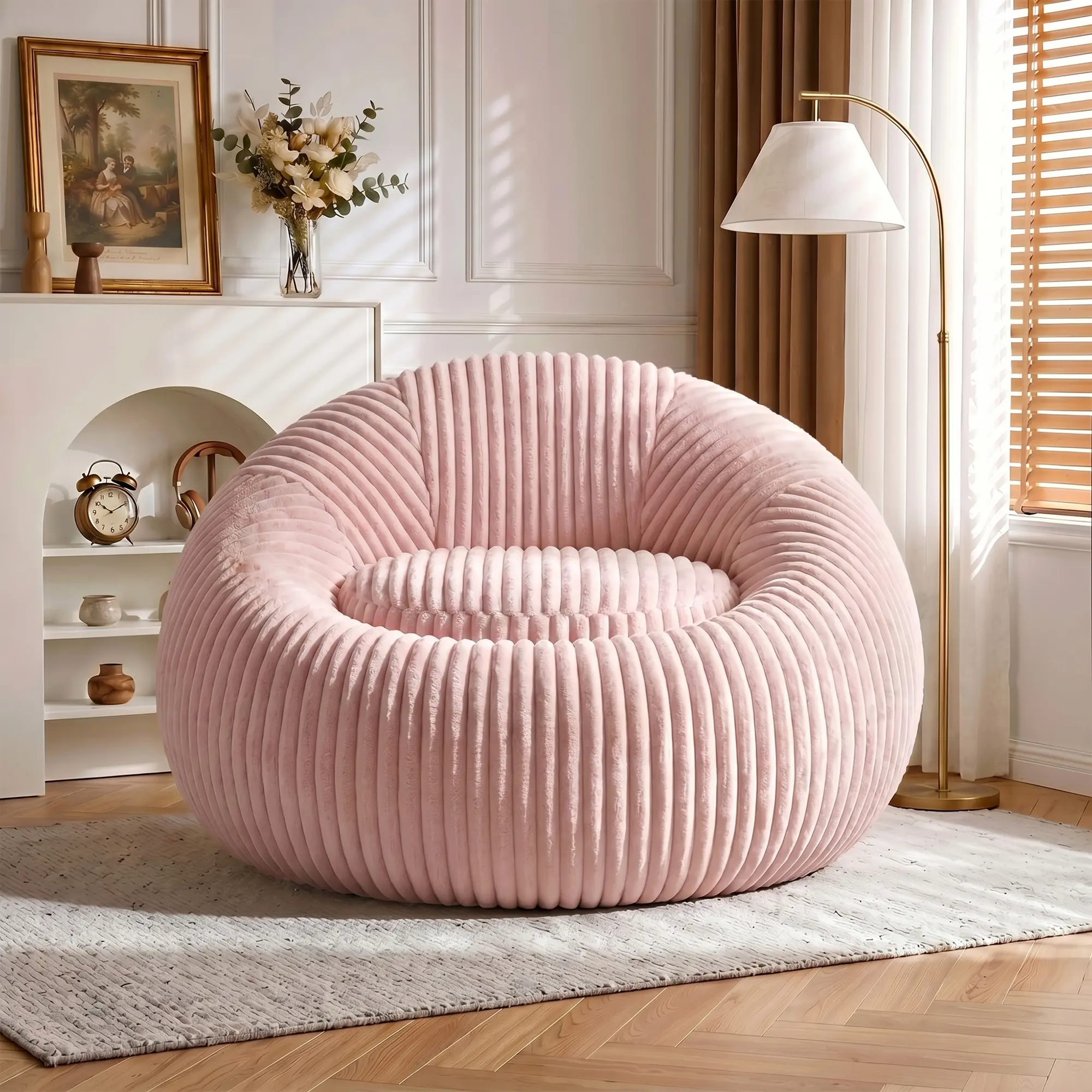 Raybee Bean bag Chair,47 Inch Bean Bags for Adults and Kids, Chair with Memory Foam Filled & ,Ultra-Soft Comfy Fluffy Floor Lounge Chair with Armrests, Large Bean Bag Couch for Gaming, Reading & Relaxing