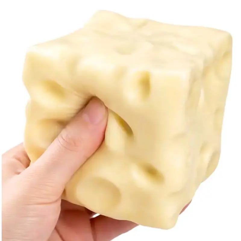 Giant Yellow Cheese Slow Rebound Squishy Toy - Silicone Stress Relief ASMR Sensory Tool, Unisex Memorial Day Themed Moldable Item for Toys for Grown Ups (Ages 14+), Stress Relief Squishies