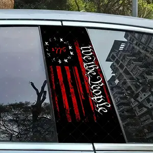 2pc Patriotic Theme Flag Vinyl Stickers, Car B Pillar Protection Decals, Easy Peel & Stick, Sun And Water Resistant, Sunproof Waterproof Scratch Resistant, All Cars Decor