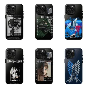 AOT Anime Phone Case, Attack on Titan cover, Eren Yeager, Levi Ackerman, Mikasa, Movie Anime Case Iphone , iPhone 15 14 13 12 11 Pro Max Plus X