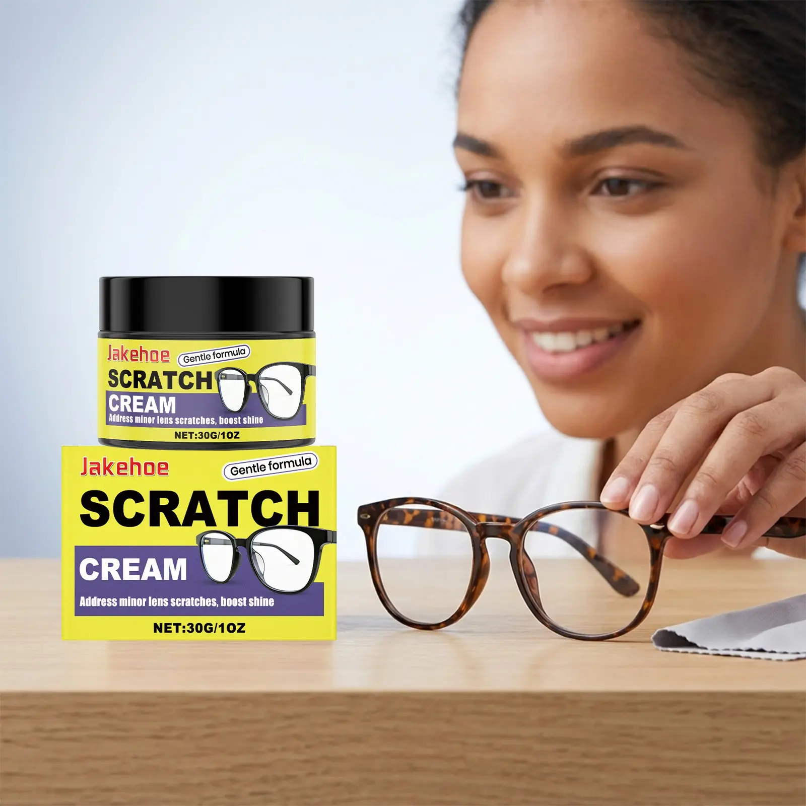 Jakehoe Scratch Care Cream for Glasses, Multi-Lens Cleaning & Renewal, Eyewear Maintenance Paste, Ideal for Various Lens Types, Eyeglasses