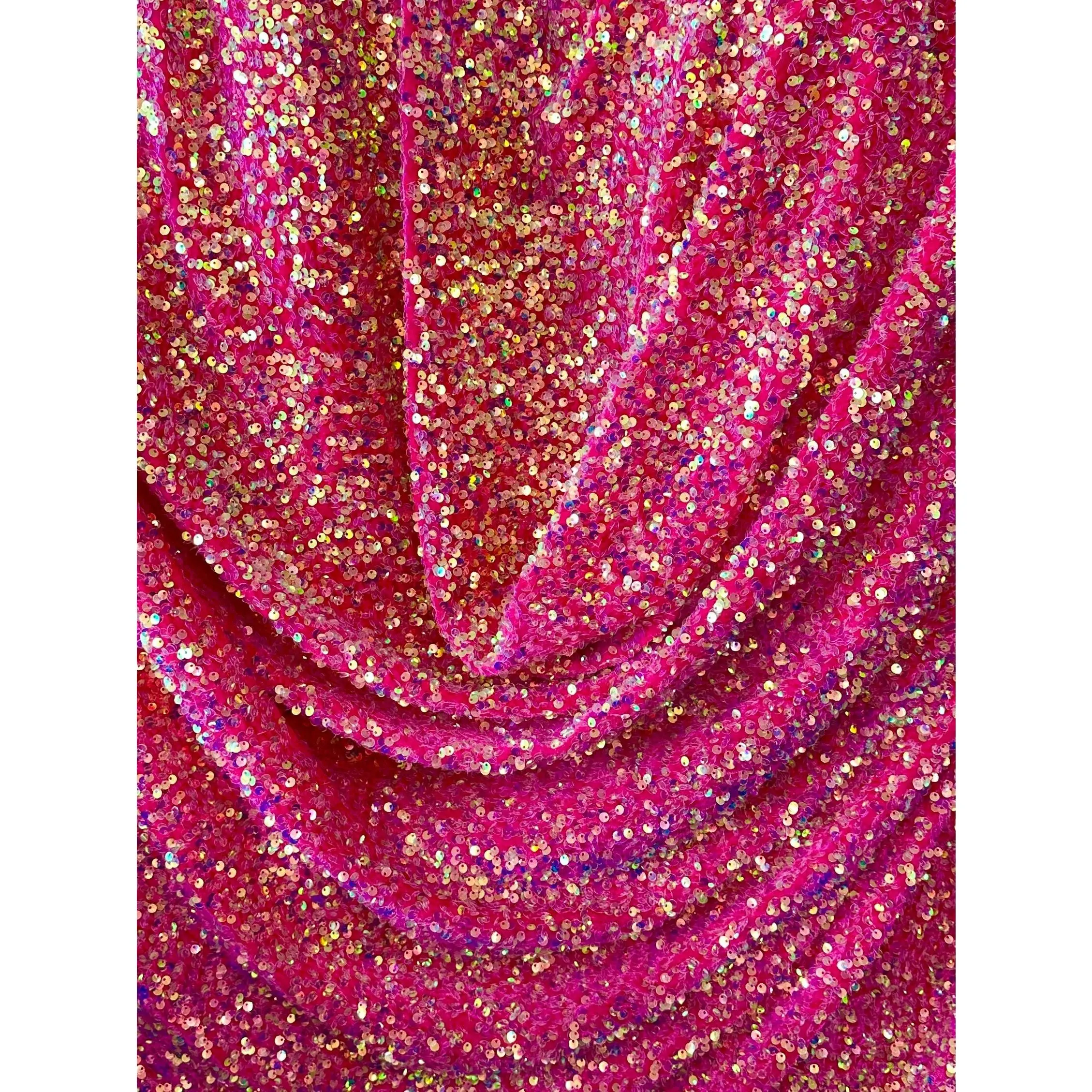 Hot Pink Sequin On Velvet