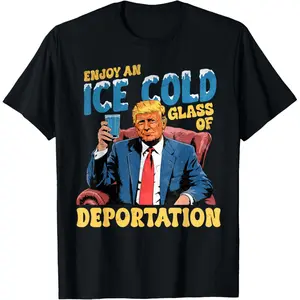 NewEnjoy an ice-cold glass of deportation - funny Trump ICE T-shirt menswear(T)