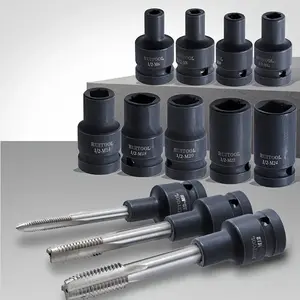 Tap Socket Set, Carbon Steel Machine Tap Holder, Quick Change Thread Tap Adapter, with No Assembly Required for Screw Extractors Reamers