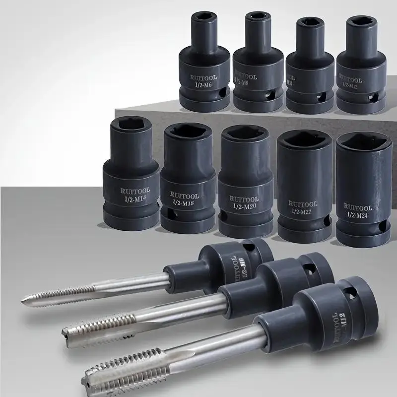 Tap Socket Set, Carbon Steel Machine Tap Holder, Quick Change Thread Tap Adapter, with No Assembly Required for Screw Extractors Reamers, Screw Extractor Bits