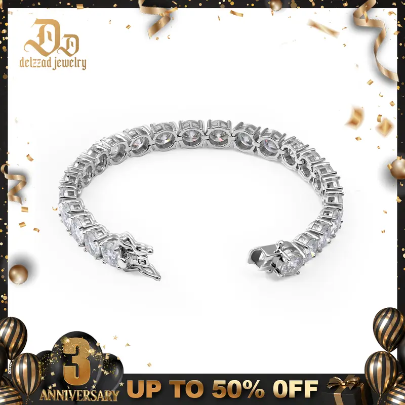 Delzzad S925 Tennis Bracelet VVS D Color Synthetic Moissanite Tennis Chain Birthday Anniversary Mother's Day Christmas Gifts for Men Women with Giftbox