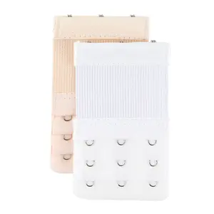 INSPIRE CHIC 2pcs Bra Strap Extenders Set 3 Rows 2 Hooks/3 Hooks/4 Hooks Comfort Cotton Elastic Bra Hook Extensions 4-hooks Skin Color and White
