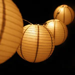 MoonBright 12" Gold Paper Lantern String Light Set (10-PACK Combo Kit)