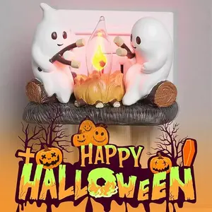 Ghost Campfire FlickeringNightlight,Halloween Ghost Bornfire CampfireFlickering,Nightlight Festival DecorOrnaments,Spooky light for Halloween Glow-in-the-Dark Ghost Flame Night Light