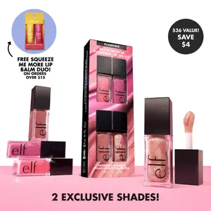 e.l.f. Glow Reviver Plumping Lip Oil Kit, 4 Shades with 2 Exclusive Colors for Ultra-Glossy Plumping Effect & Fresh Minty Scent 7.6mL