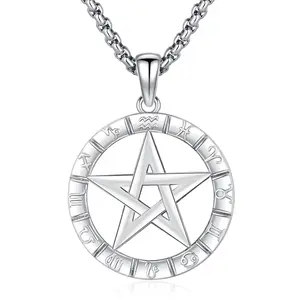Sebina Pentagram Necklace 925 Sterling Silver Penadnt Zodiac Jewelry Gift for Birthday Anniversary Graduation Lover Her Him