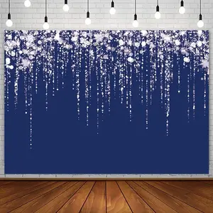 7x5ft Navy Blue  Glitter Backdrop Birthday Party Decorations Supplies Wedding Prom Bokeh Shiny Spots Photography Background Bridal Shower Banner Photo Booth Studio Props Vinyl