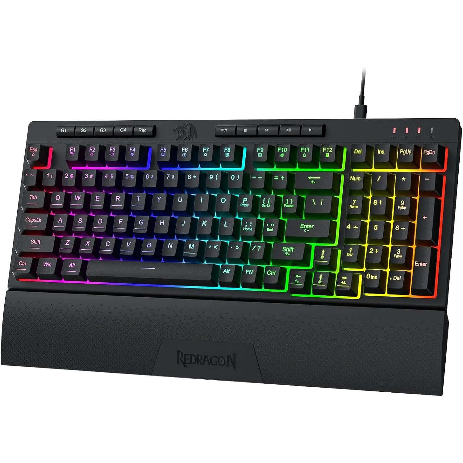 Redragon K515 Shiva RGB Membrane Gaming Keyboard, 98 Keys Mechanical-Feel Keyboard w/Smooth Linear Switch, On-Board Macro & Dedicated Multimedia Keys,