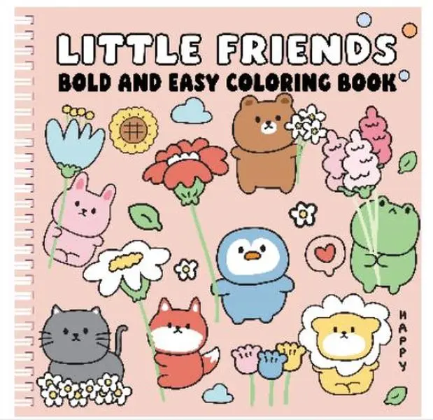 Kids' Bold Easy-Spiral Coloring Book - Little Friends Themed, Charming Lovable Characters, Detailed Illustrations, Coloring Pages, Mindful Coloring, After School Creativity Activity, Bedtime Routine Art, Thoughtful Gift for Kids, Unisex