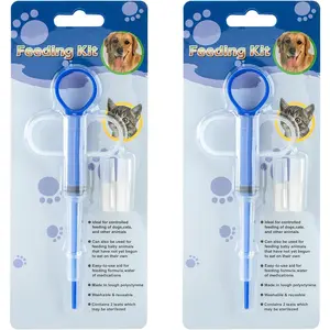 2 Pcs Pet Medicine Feeder, Silicone Syringe Cat Dog Puppy Pill Dispenser Suit with Soft Tips, Pet Cat Dog Puppy Pill Tablet Versus Control Rods pet  medicine  feeder