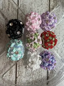 Fancy Assorted Colorful Cute Flowers beads with Rhinestone Center
