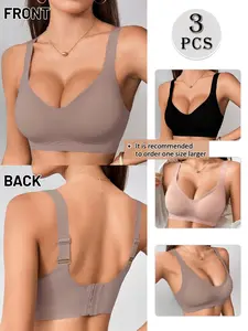 4-Piece Seamless Soft Wirefree Push Up Bra Set, Super Comfortable, Perfect Fit, Multiple Colors Available, Ideal for Daily Wear & Fitness