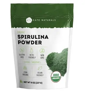 Kate Naturals Organic Spirulina Powder for Immune Support and Antioxidants. Nutrient Dense Superfood Supplement (8 oz, USDA Certified, Non-GMO, Gluten- Free)