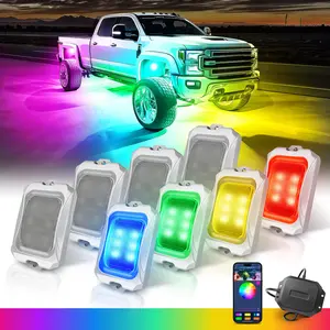 MICTUNING C2 Max RGB+IC Chasing Color Rock Lights Kit, White Housing, IP68 Waterproof
