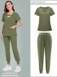 Fashion Hospital Uniforms Nurse Beauty Dental Salon Work Clothes Uniform Medical Scrubs Sets for Women Fitted Casual Breathable Scrub Workwear