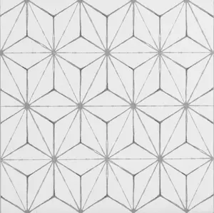 FloorPops FP2481 Kikko Peel & Stick Floor Tiles - Gray & White