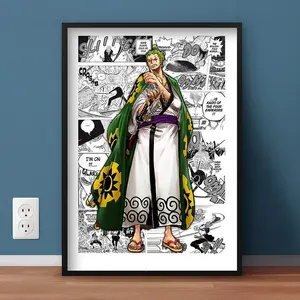 One Piece Zoro Anime Manga Poster Art Print, Vintage Japanese Wall Decor Hanging Artwork, Christmas Gift