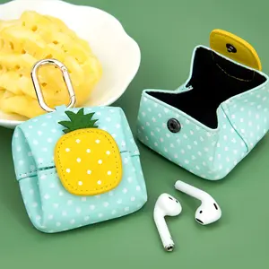 Cute Fruit Pattern Small Wallet Fresh Avocado Pineapple For Women Coin Purse Wireless Earphone Bag Mini Storage Bag Portable Lightweight Daily Use Fashion Design Compact Size Easy Carry Lovely Cartoon Fruit Print Female Purse Small Item Storage Pouch, Buc